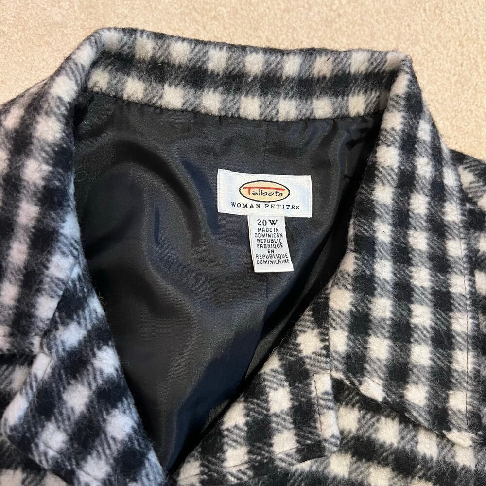 Talbots Black and White Buffalo Plaid Wool Blend Jacket Size 20W Shacket - Picture 6 of 7